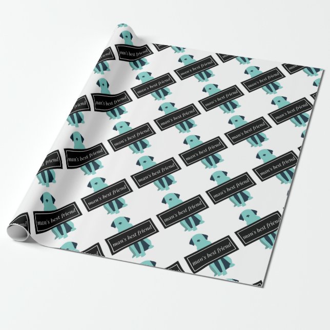Man bästa vänhund presentpapper (Utrullad)