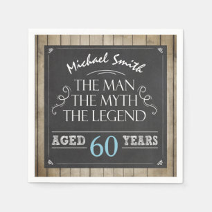 Man Birthday Man Myth Legend Napkins Rustic Vuxen Pappersservett