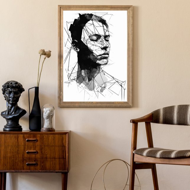 Man Black and White Line Art Poster (Skapare uppladdad)