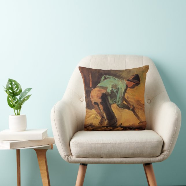 Man böjd med käpp, spade av Vincent van Gogh Kudde (Stol)