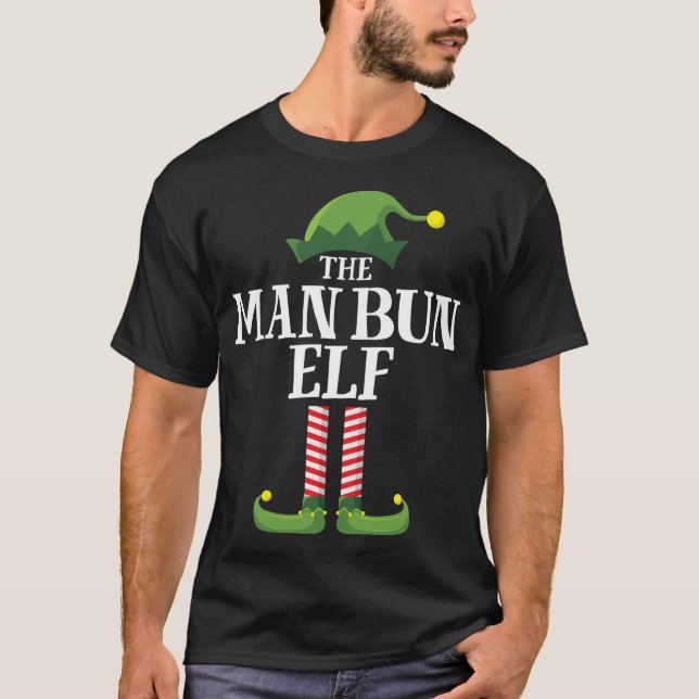 Man Bun Elf Matching Familjejul Party Pajama T Shirt (Framsida)