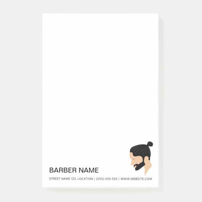 Man Bun Herr hårstyling design Anpassad Barberare Post-it Block (Framsida)