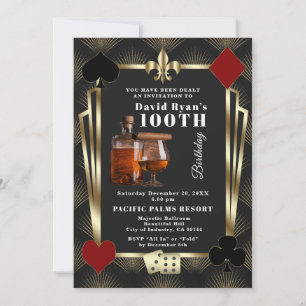 Man Casino Cognac Och Cigar 100-årsfest Inbjudningar