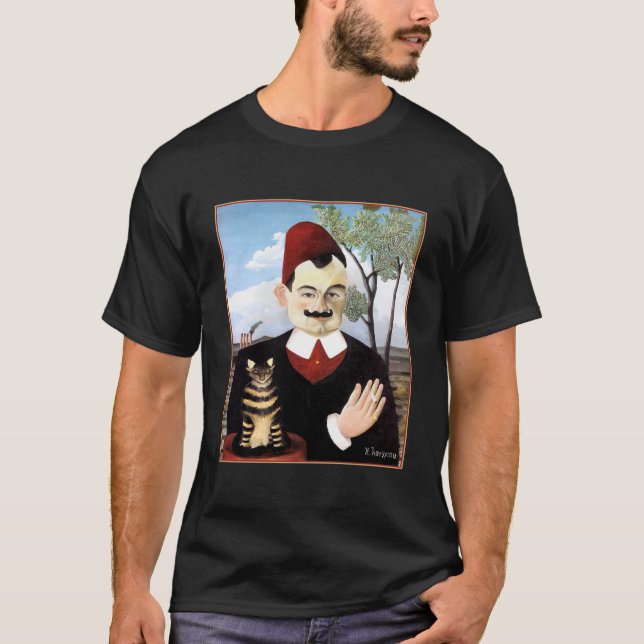 "Man & Cat" av Henri Rousseau T-shirt (Framsida)