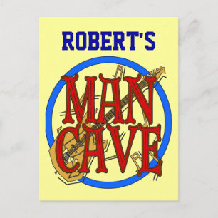 Man Cave add namn Sign Vykort