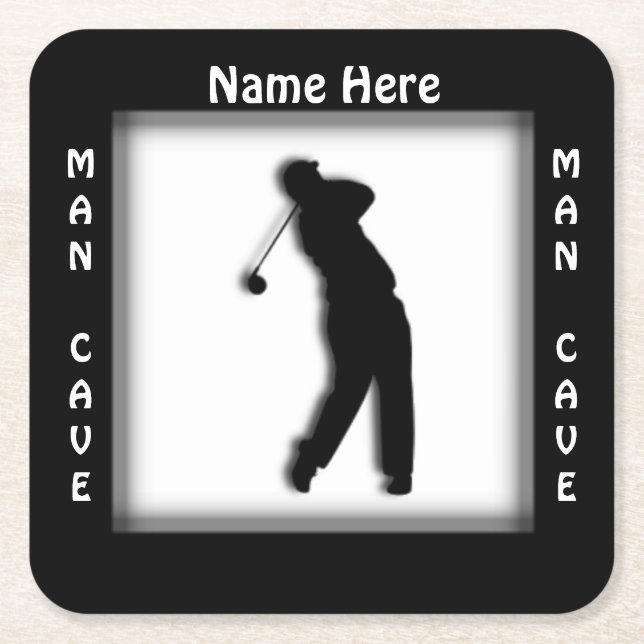 Man Cave ANPASSA  Golf Coaster Underlägg Papper Kvadrat (Framsidan)