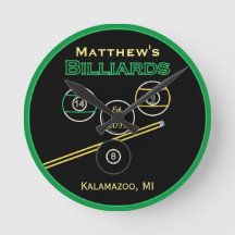 Man Cave Billiards Bassäng Wall Clock för spelrum