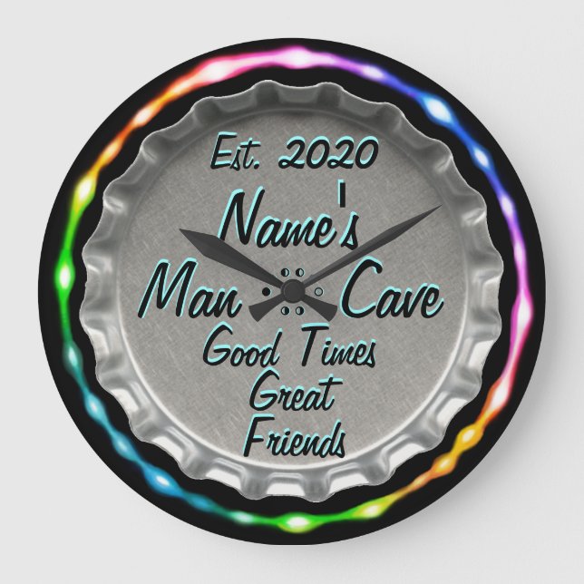 Man Cave Clock! Neon, titta! Stor Klocka (Framsida)