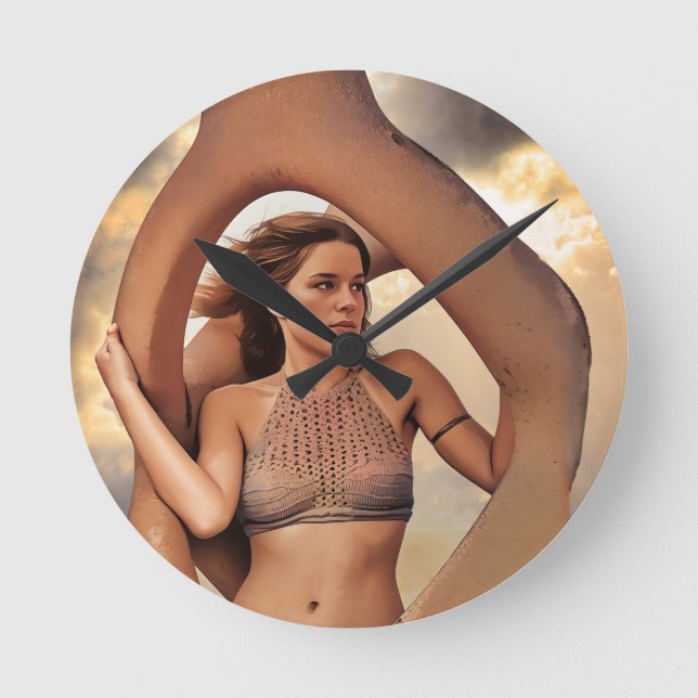 Man Cave Clock Rund Klocka (Framsida)