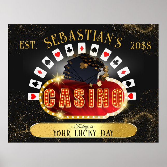 Man Cave Decor Game Poker Room Anpassningsbar Casi Poster (Framsidan)