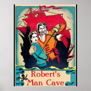 Man Cave Edit Namn Sign Poster