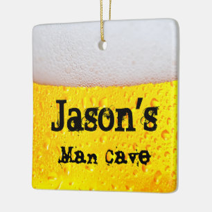 Man Cave Frothy Beer Funny Drinking Julgransprydnad Keramik