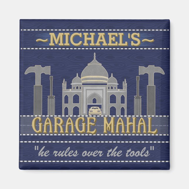 Man Cave Funny Garage Mahal Verktyg | Anpassat nam Magnet (Framsidan)
