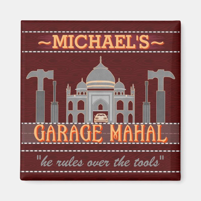 Man Cave Funny Garage Mahal Verktyg | Anpassat nam Magnet (Framsidan)