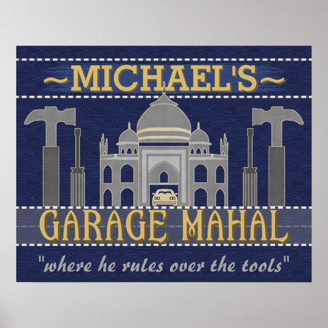 Man Cave Garage Mahal Funny Guy Humor | ANPASSNING Poster (Framsidan)