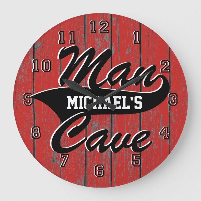 Man Cave Personalize Stor Klocka (Framsida)