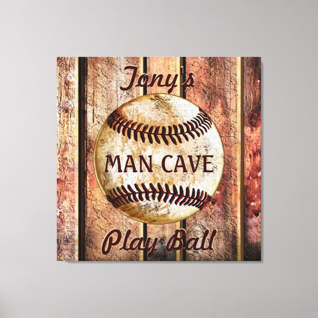 Man Cave Personlig Baseball Väggkonst Din Text Canvastryck (Framsida)