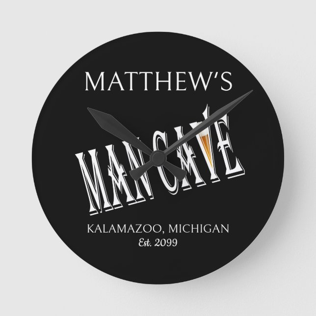 Man Cave Pub Clock Sign Rund Klocka (Framsida)