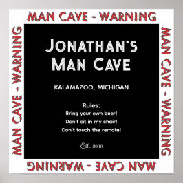 Man Cave Sign Warning w Regler Poster