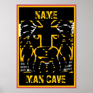 Man Cave-tecken, redigera namn, Lejont huvud Poster