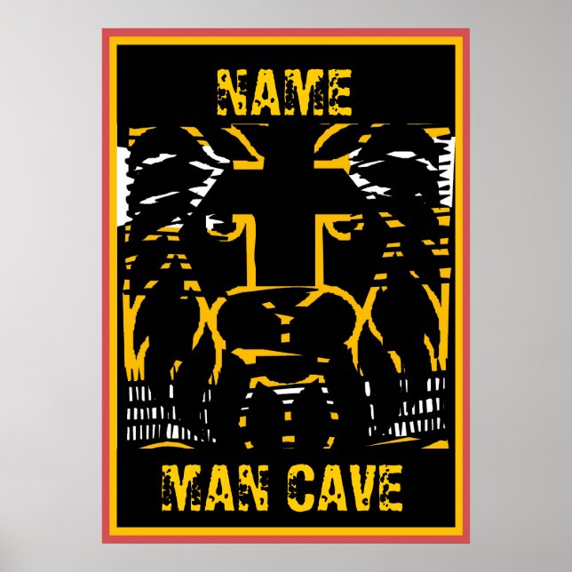 Man Cave-tecken, redigera namn, Lejont huvud Poster (Framsidan)