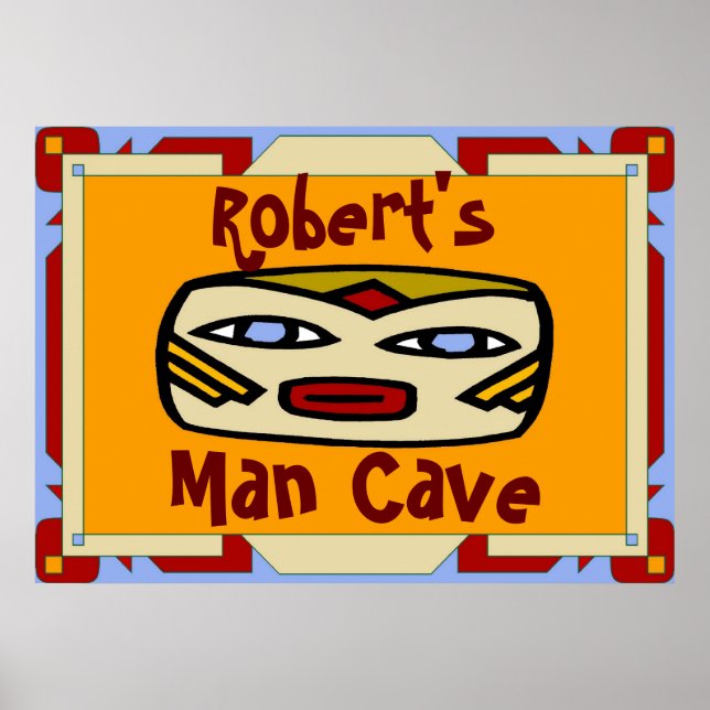 Man Cave-tecken (redigera namn) Poster (Framsidan)
