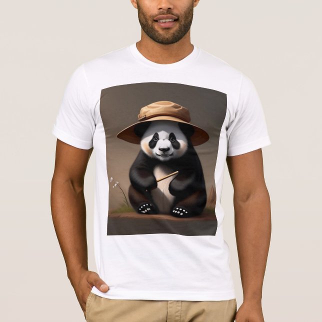Man Clothing, panda trait linen Hut T Shirt (Framsida)