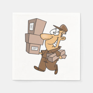 Man Deliving Parcels Napkins Pappersservett