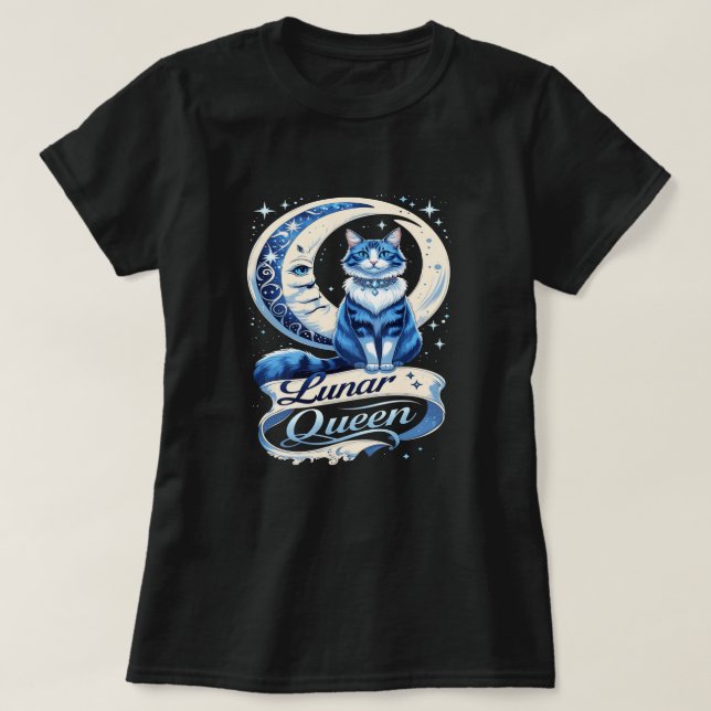 Mån Drottning Katt T Shirt (Design framsida)