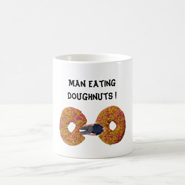 Man Eating Doughnut Coffee Mugg (Center)