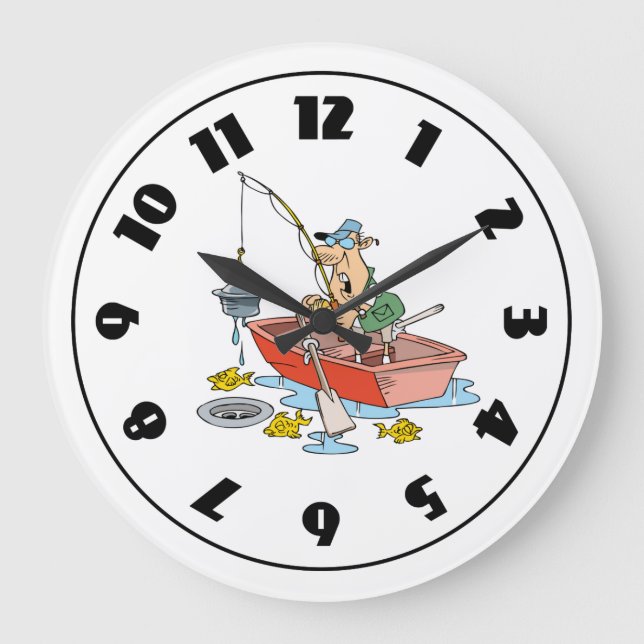Man Fishing Clock Stor Klocka (Framsida)
