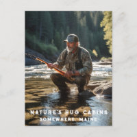 *~* Man Fishing Stream Maine Peace AP49 Natur