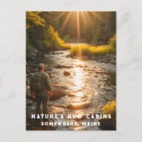 *~* Man Fishing Stream Maine Peace AP49 Natur