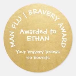Man Flu Personlig Guld Bravery Award Runt Klistermärke