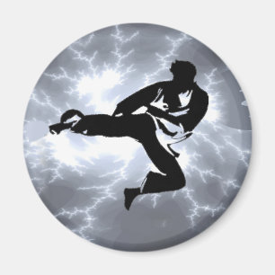 Man för kampsportsilverblixt magnet