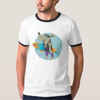 man för surfareskallehund tee shirt