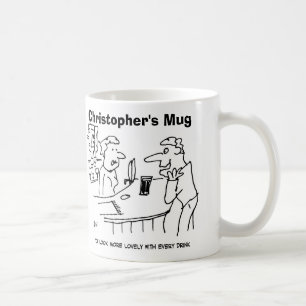 Man försöker smickra bartender. Lägg till namnval. Kaffemugg