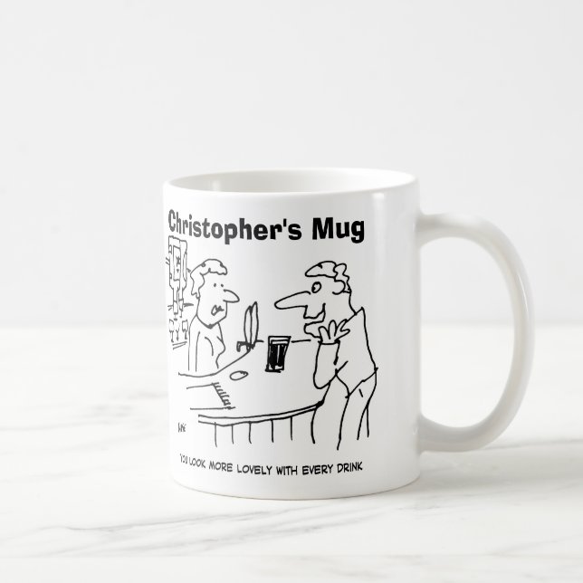 Man försöker smickra bartender. Lägg till namnval. Kaffemugg (Höger)