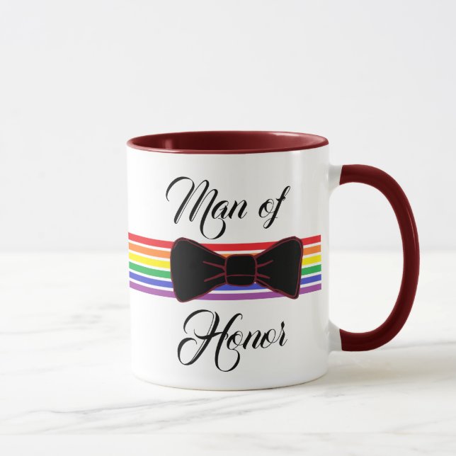 Man från Honor Burgundy Bow Tie Coffee Mugg (Höger)