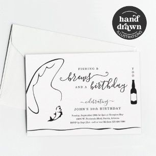 Man Funny Fishing & Beer Birthday Pension Party Inbjudningar