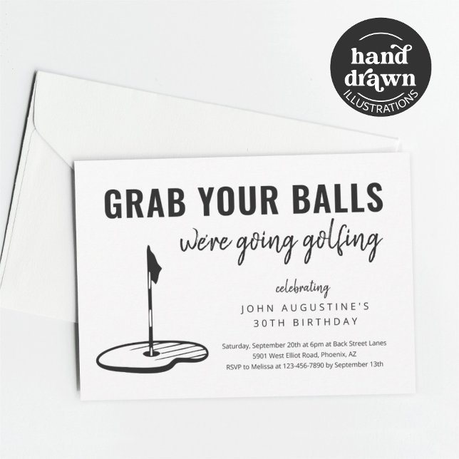 Man Funny Golf Birthday Pension Bachelor Party Inbjudningar (Skapare uppladdad)