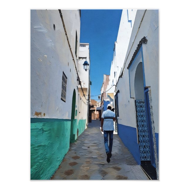 Man går ner en färgfull smal Alley Fototryck (Framsidan)