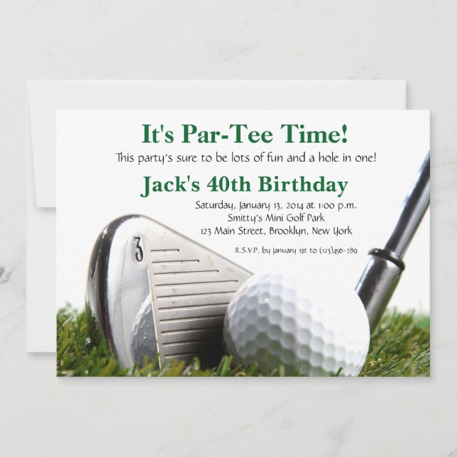 Man Golf Birthday-inbjudan Inbjudningar (Framsida)