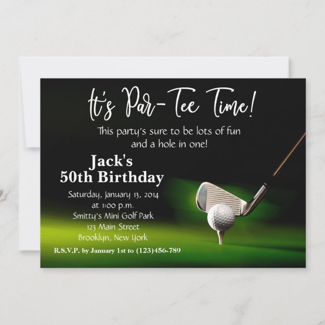 Man Golf Birthday-inbjudan Inbjudningar (Framsida)