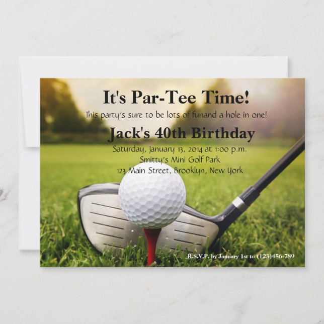 Man Golf Birthday-inbjudan Inbjudningar (Framsida)