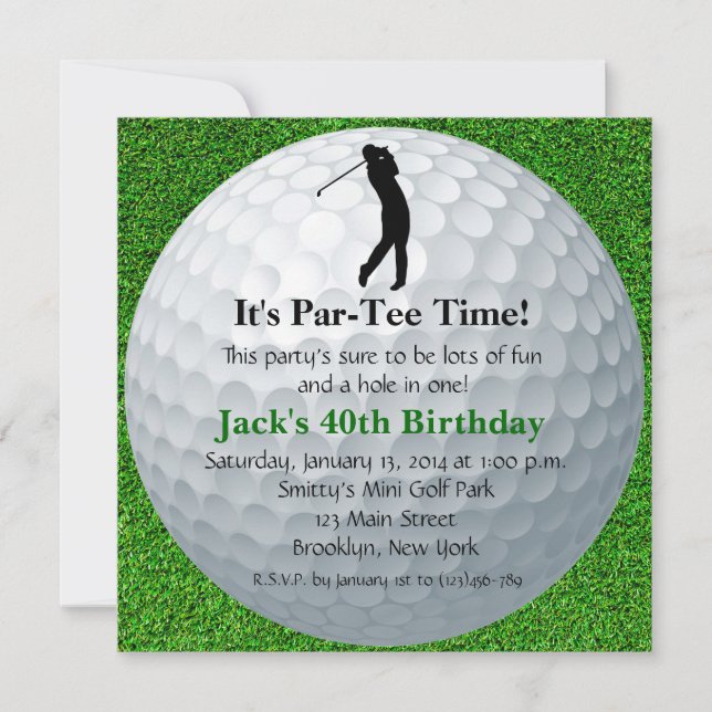 Man Golf Birthday-inbjudan Inbjudningar (Framsida)