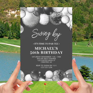 Män Golf Partee 50-årsdag Inbjudningar