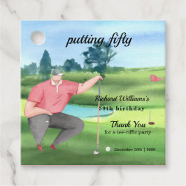 Man Golf Putting Fifty 50-årsdag Gåvor Etiketter