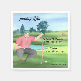 Man Golf Putting Fifty 50-årsdag Pappersservett