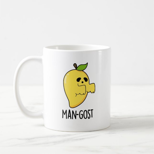 Man-gost Funny Halloween Mango Ghost Pun Kaffemugg (Vänster)